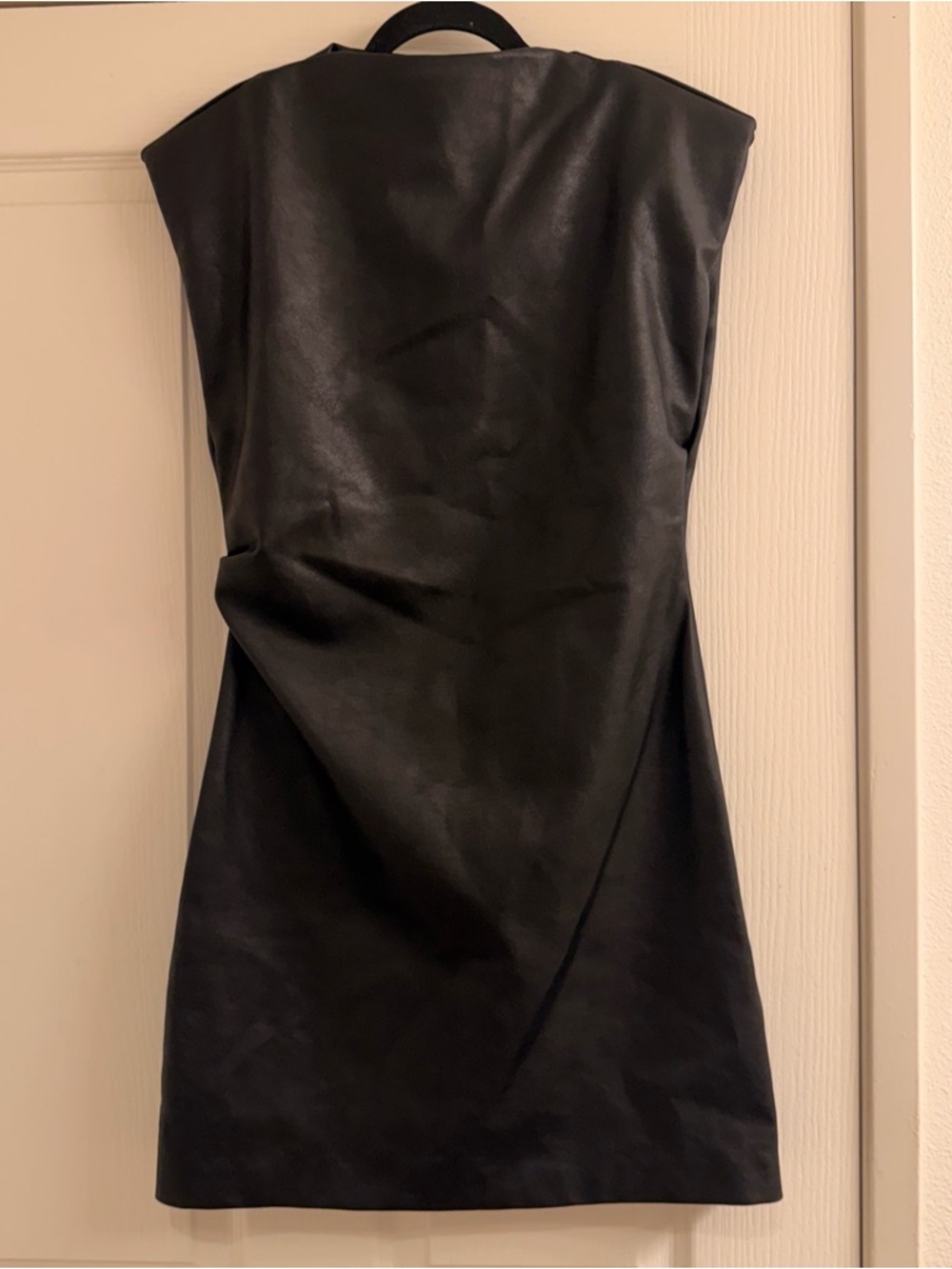 Zara Black Faux-Leather Draped Mini Dress - Picture 2 of 7
